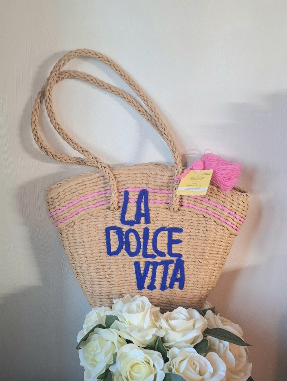 Ashland  "Seaside Village La Dolce Vita" Straw Tote Bag NWT